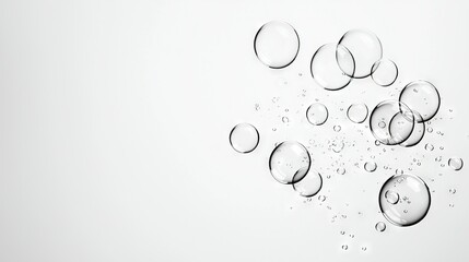   A collection of air pockets gliding atop a white layer, adorned with droplets beneath