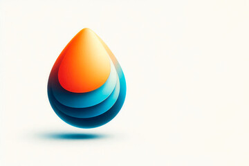 Fototapeta premium An abstract drop of water in blue-orange shades. Space for text.