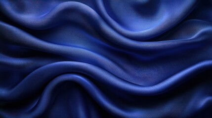 Obraz premium Blue silk fabric waves, draped studio, dark background, textile design