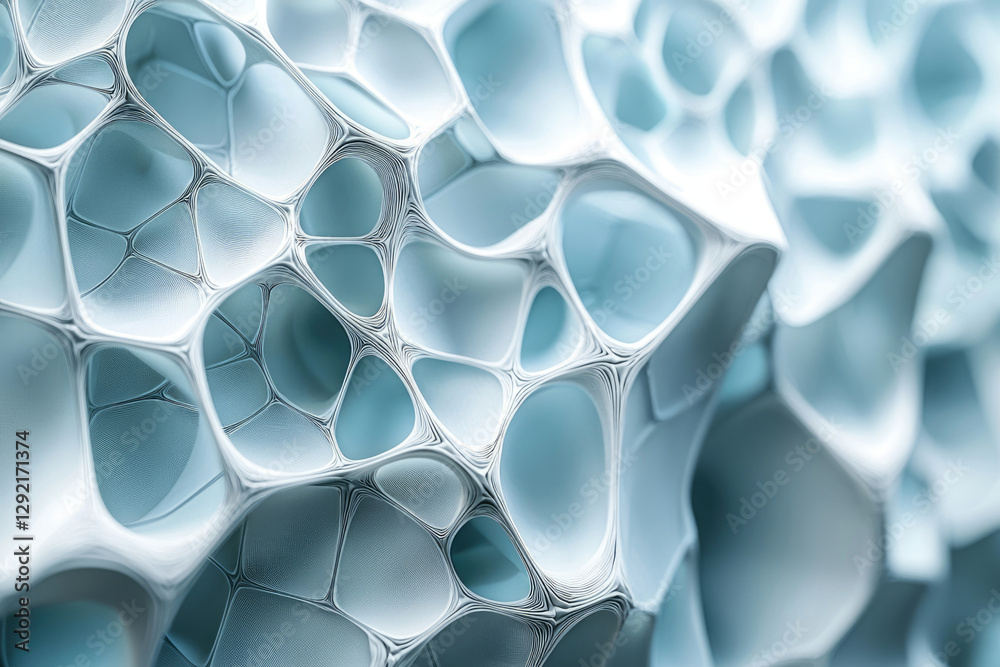 Aufkleber Abstract 3D rendering of a complex, interconnected, porous structure resembling a cellular network or foam.