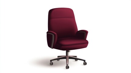 Red office chair, studio shot, 3d rendering, product photography