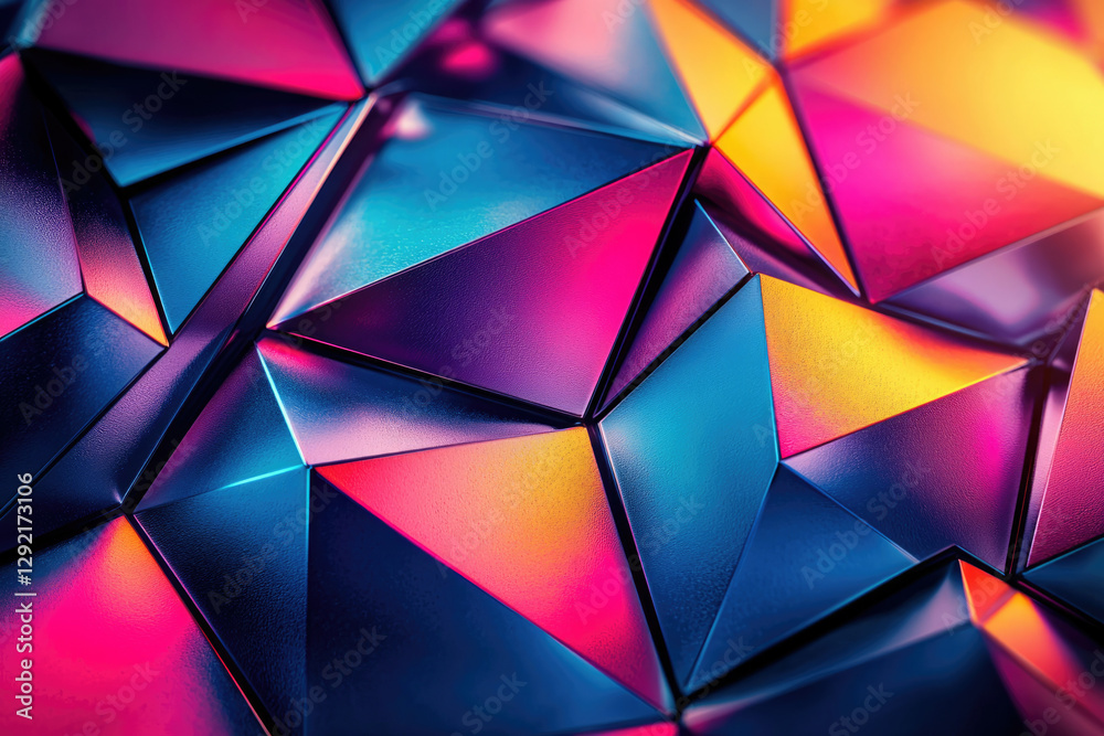 Aufkleber abstract image of vibrant, metallic, triangular shapes forming a complex geometric pattern with irid