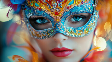 Obraz premium single beautiful woman in carnival mask