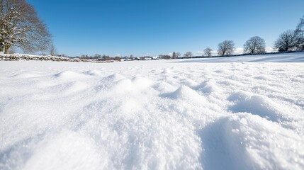 Obraz premium Snowy landscape, rural village, sunny day, tranquil view, outdoor scene, perfect for winter vacation posters