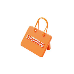 Shopping bag, 3d icon cartoon style on transparent background, for Retail and E-commerce