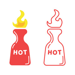 Hot sauce icon. Linear and flat design of hot sauce logo