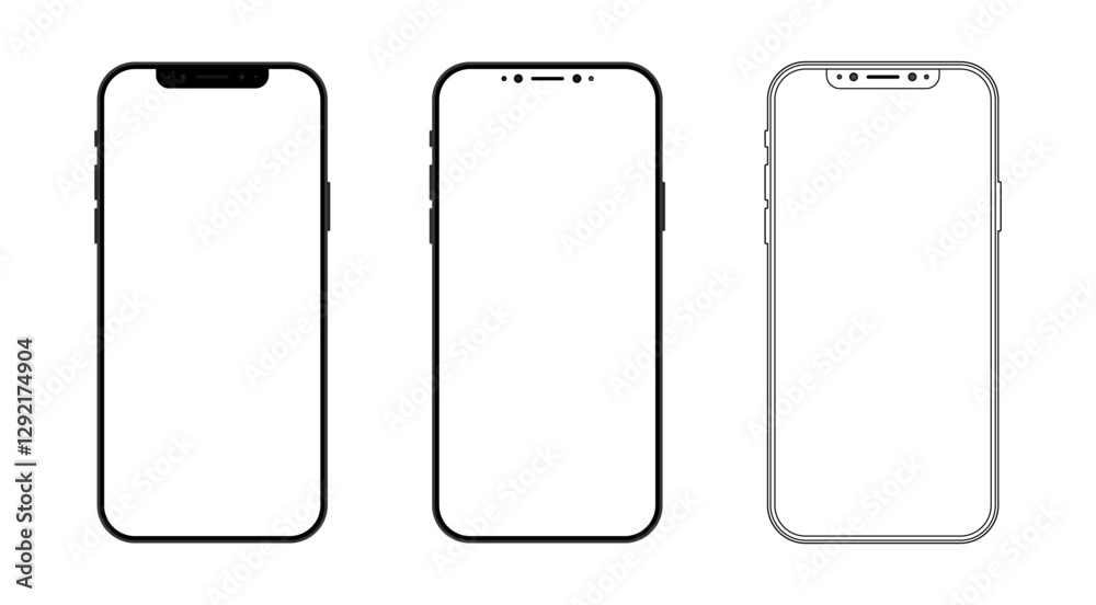 Canvas Prints realistic smartphone icon in flat and outline style with a camera screen, isolated on white. modern 
