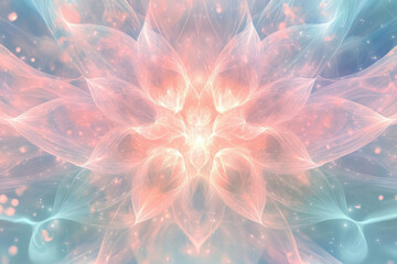 Obraz premium Abstract fractal art depicting a delicate, ethereal flower with pastel colors and glowing particles.