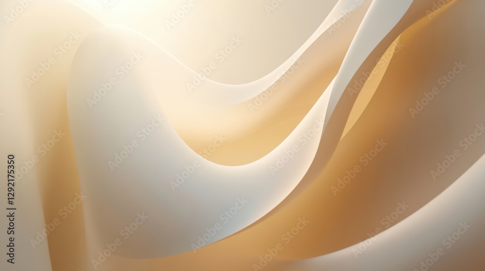 Poster Soft curves of fabric in a subtle blend of warm colors creating a serene atmosphere during daylight. Generative AI