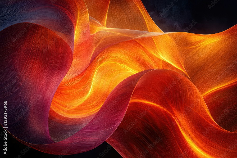 Poster Abstract artwork depicting swirling, fiery orange and red hues, creating a dynamic and vibrant visual experience.