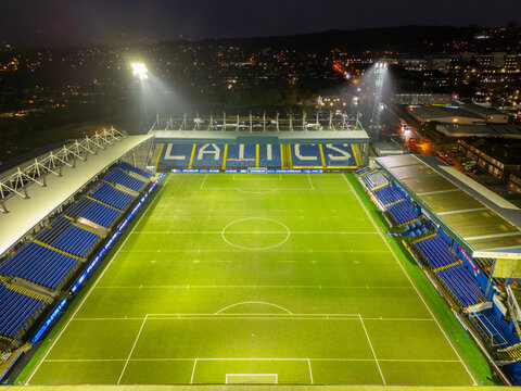 Aerial Image of Boundary Park the home of Oldham Athletic Football Club. 11th Feb 2025.