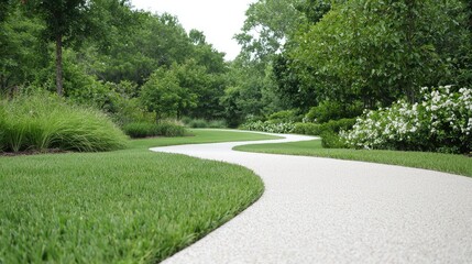 Winding path through lush parkland