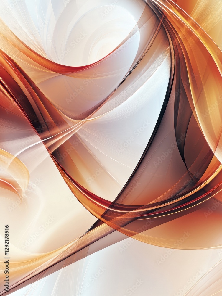 Poster Flowing abstract patterns in warm tones creates a dynamic visual experience with smooth curves and contrasts in color. Generative AI