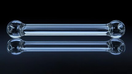 Clear glass smoking pipe, studio shot, on dark reflective surface