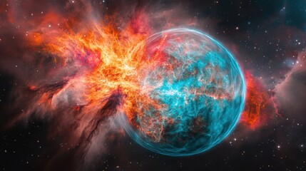 Fiery Nebula & Celestial Orb