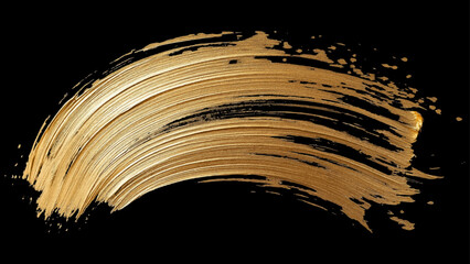 Gold brush stroke texture on black background