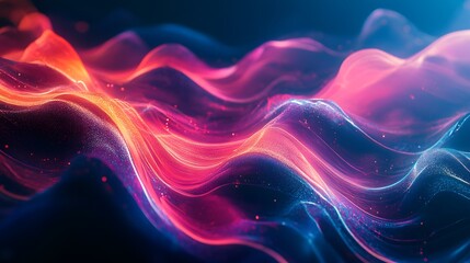Fototapeta premium Abstract neon waves twisting in a digital dimension