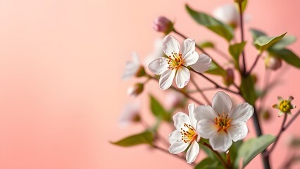 Fototapeta premium Serene Spring Morning Dew-Kissed Blooms in Studio Light