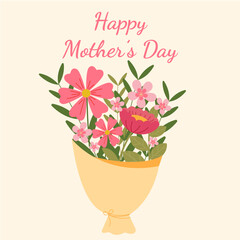a bouquet of flowers. Mother's Day greeting card. Mother's Day holiday. 