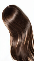 Fototapeta premium Beautiful long, smooth, shiny straight hair. Hairstyle, treatment. Isolated on a white background 