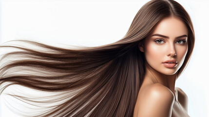 Fototapeta premium A lady with long, smooth, shiny straight hair