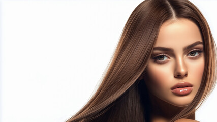 Naklejka premium A lady with long, smooth, shiny straight hair
