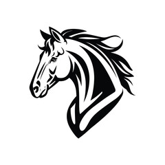 Horse Head  silhouette With A White Background