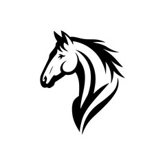 Horse Head  silhouette With A White Background