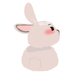 Cute rabbit gazing upward, fluffy and soft, isolated on white, perfect for Easter designs