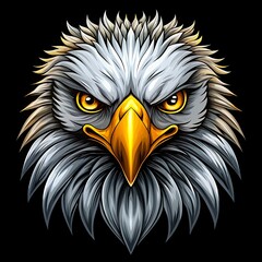 Powerful Bald Eagle Head, Close-up Illustration