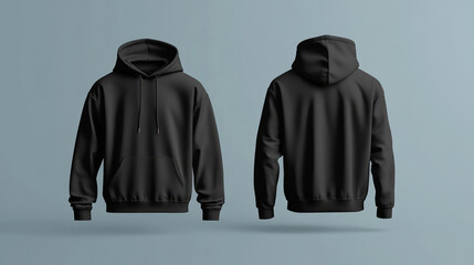 Navy Blue Hoodie Mockup, Front and Back View for Design and Branding.