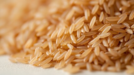 Close-up of brown rice grains on a surface
