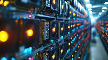 Glowing Server Farm Data Center