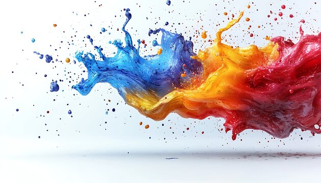 Abstract Colorful Paint Splashes On White Backgrounds