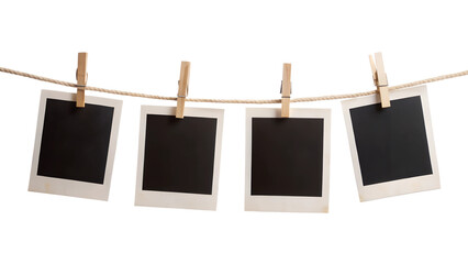 blank photo frames on rope