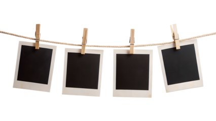 blank photo frames on rope
