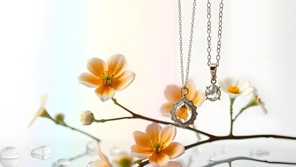 Simplicity and Elegance Spring Flowers on Minimalist Jewelry Display