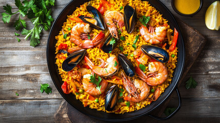 本場スペインの味 &ndash; 鉄鍋で仕上げたシーフードパエリア