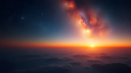 Obraz premium Enchanting Twilight Sky Ultra-Realistic Cosmic Panorama