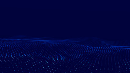 Digital technology background. Dynamic wave of glowing particles. Abstract background. 3d rendering.	