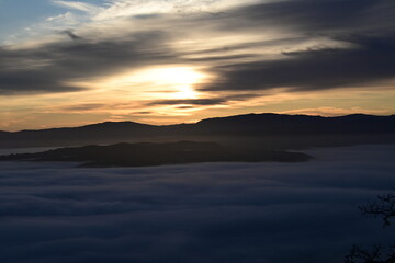 sunset in the mountains