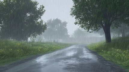 Obraz premium Misty hills and forests in green valley high resolution picture