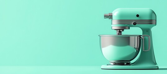 Modern Ice Cream Maker Banner – Kitchen Appliance on Green Background for Ads, Promotions, and Social Media