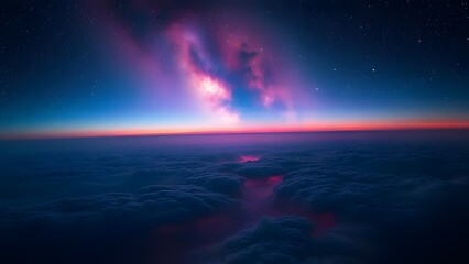 Majestic Twilight Sky Hyper-Detailed Nebula Structures in Vibrant Magenta and Electric Blue