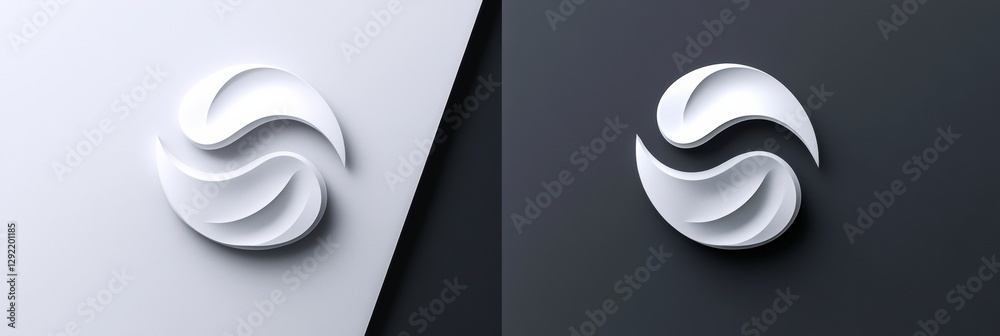 Fototapete Modern sleek logo redesign showcasing comparison with outdated logo on contrasting backgrounds. Generative AI