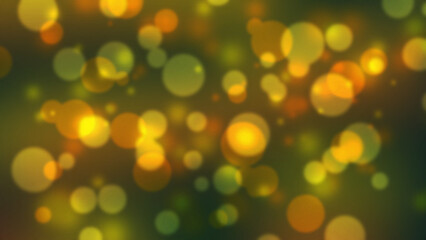 Abstract yellow and green bokeh lights on a dark background creating a dreamy effect. Soft, glowing yellow and green bokeh lights on a dark background, creating a dreamy and ethereal effect.