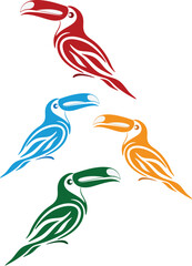A set of colorful birds -Toucans