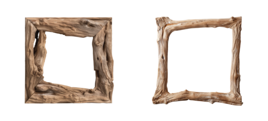 Two natural wood frames with organic shapes for rustic home decor and display