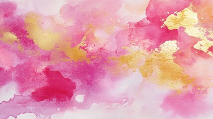 Obraz premium A soft and elegant abstract watercolor background with flowing pink and gold hues, perfect for artistic and decorative design. 