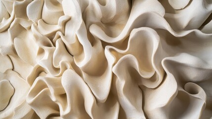 Obraz premium Elegant abstract texture of soft beige fabric folds with a wavy pattern
